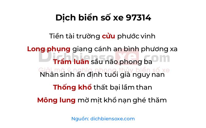 Dịch thơ biển số 97314
