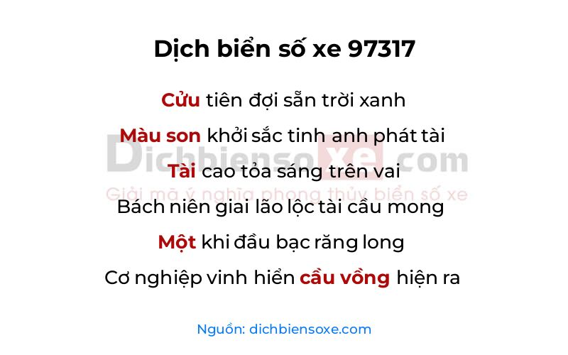 Dịch thơ biển số 97317