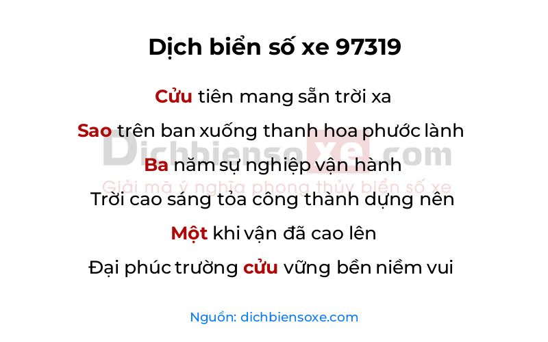Dịch thơ biển số 97319