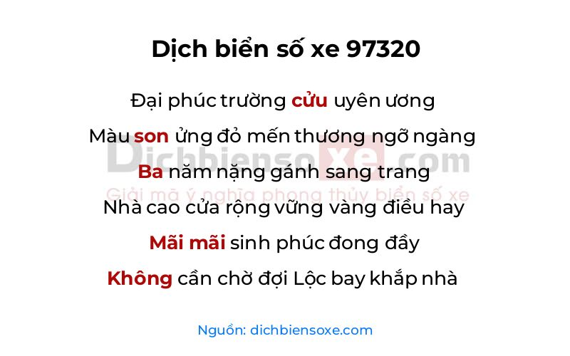 Dịch thơ biển số 97320