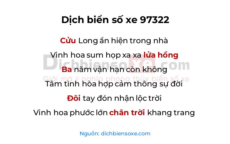 Dịch thơ biển số 97322