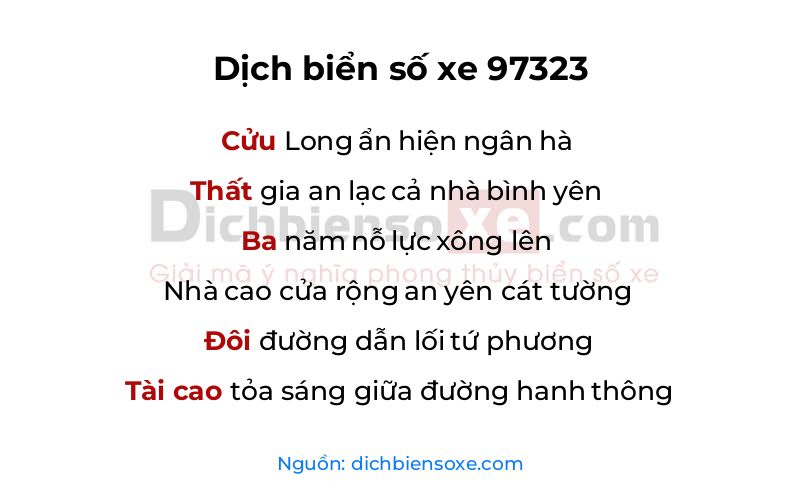 Dịch thơ biển số 97323