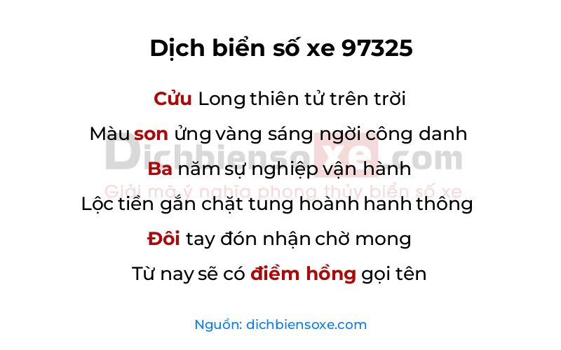 Dịch thơ biển số 97325