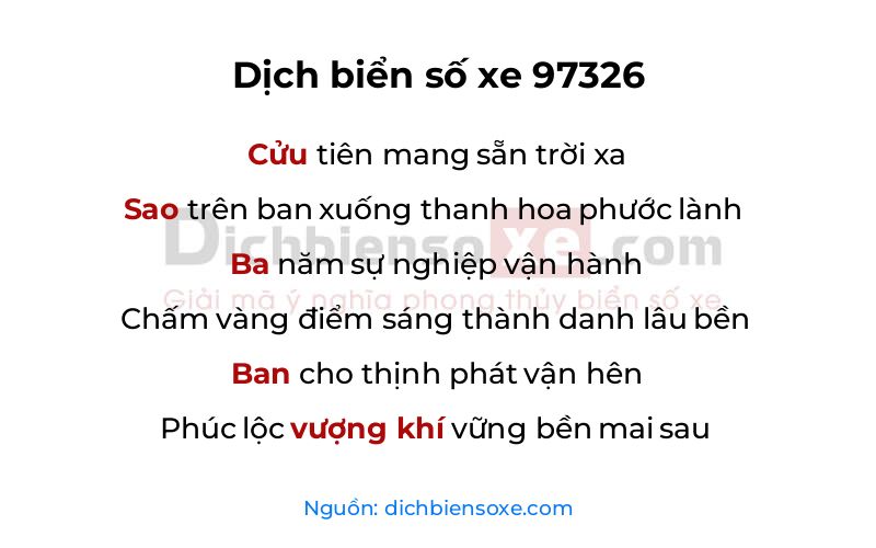 Dịch thơ biển số 97326