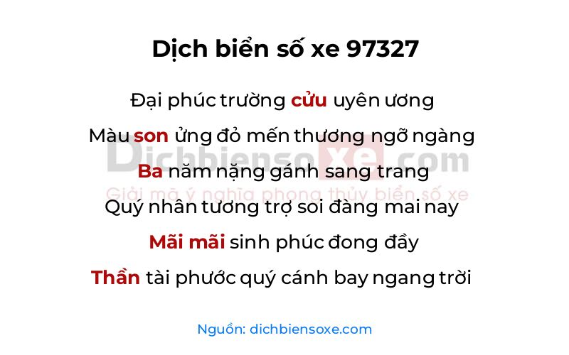 Dịch thơ biển số 97327