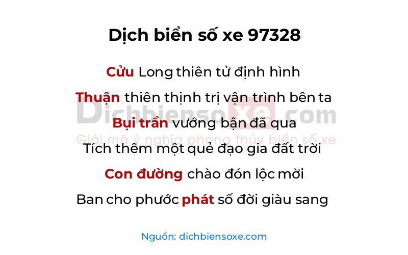 Dịch thơ biển số 97328