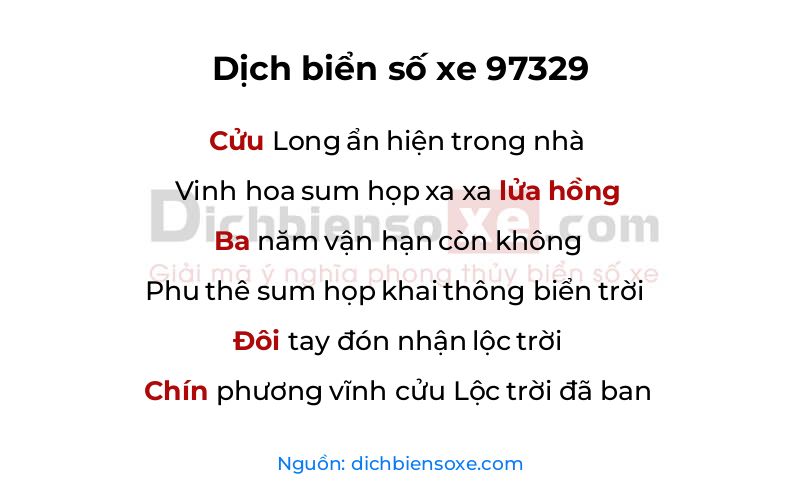 Dịch thơ biển số 97329