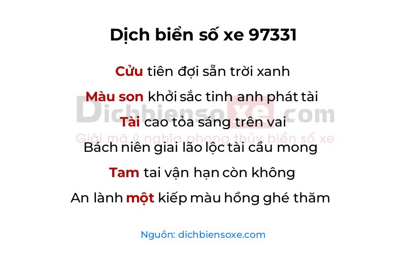 Dịch thơ biển số 97331