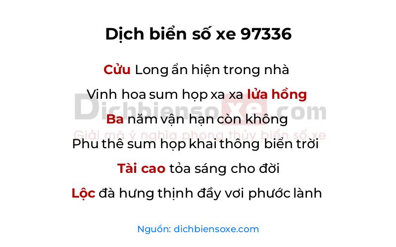Dịch thơ biển số 97336
