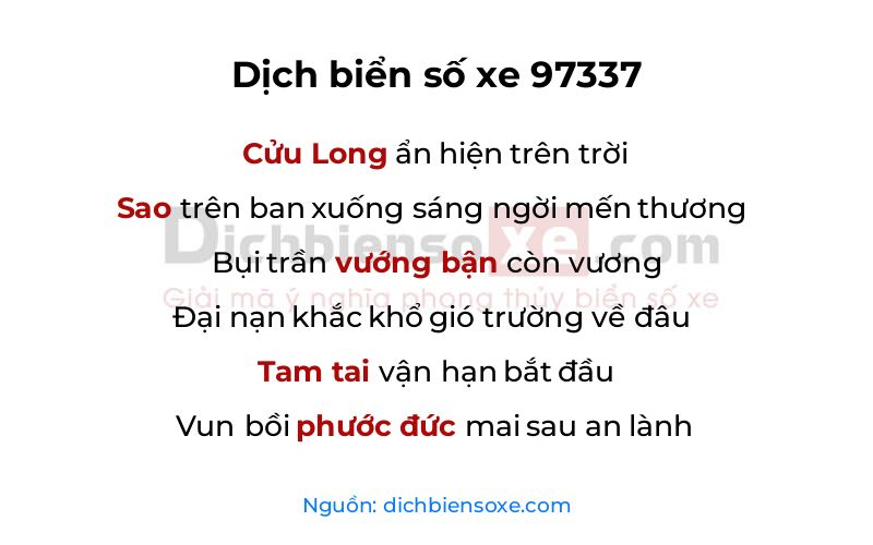 Dịch thơ biển số 97337