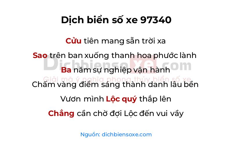 Dịch thơ biển số 97340