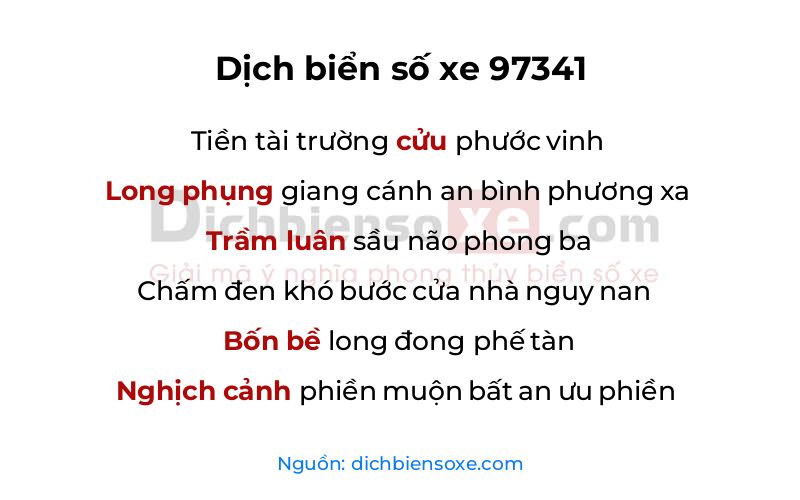 Dịch thơ biển số 97341