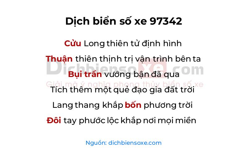 Dịch thơ biển số 97342