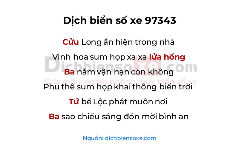 Dịch thơ biển số 97343