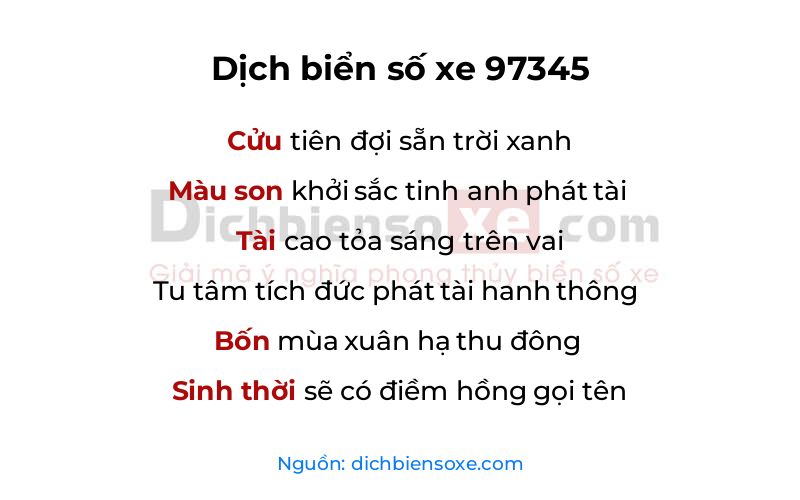 Dịch thơ biển số 97345