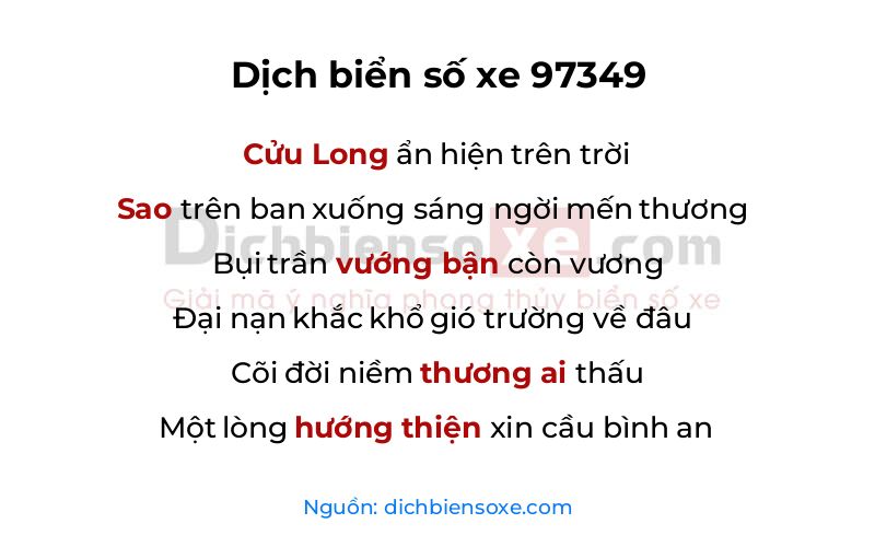 Dịch thơ biển số 97349