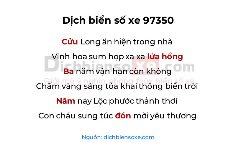 Dịch thơ biển số 97350