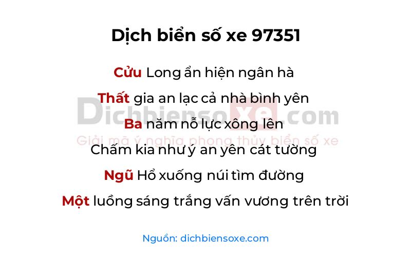 Dịch thơ biển số 97351