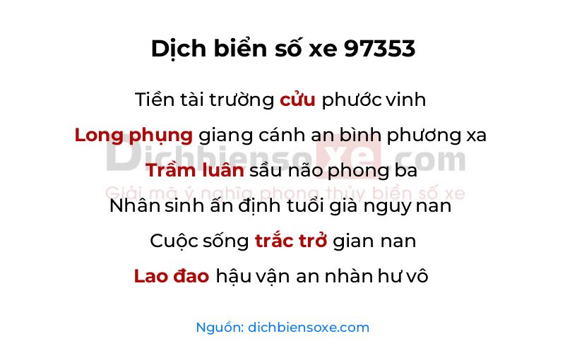 Dịch thơ biển số 97353