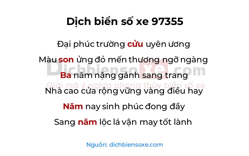 Dịch thơ biển số 97355