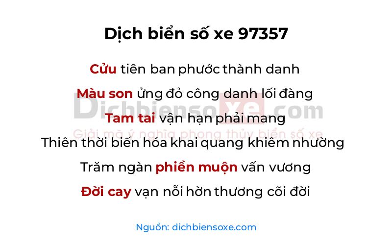 Dịch thơ biển số 97357