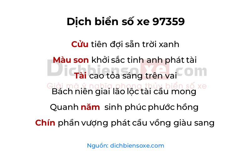 Dịch thơ biển số 97359