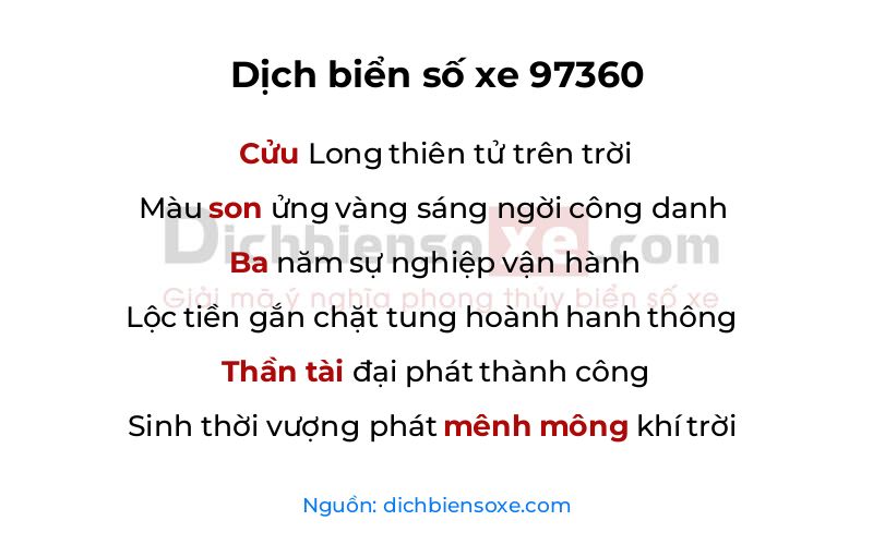 Dịch thơ biển số 97360