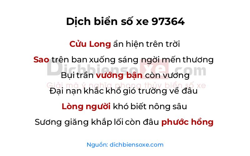 Dịch thơ biển số 97364