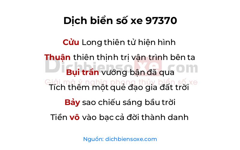 Dịch thơ biển số 97370