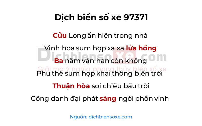 Dịch thơ biển số 97371