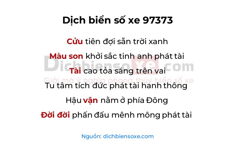 Dịch thơ biển số 97373