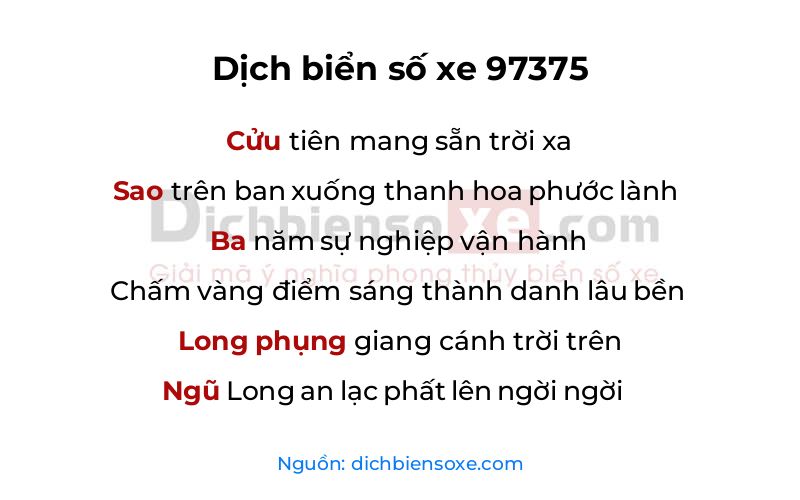 Dịch thơ biển số 97375