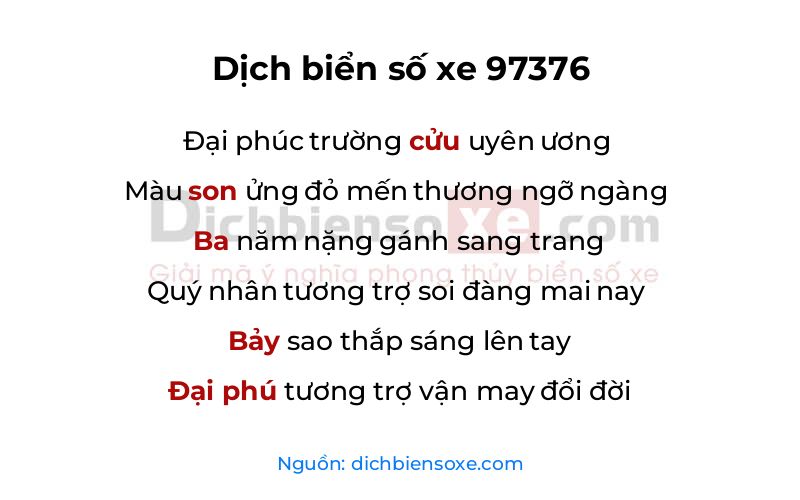 Dịch thơ biển số 97376