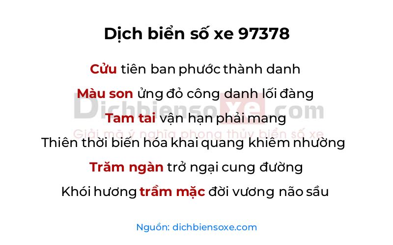 Dịch thơ biển số 97378