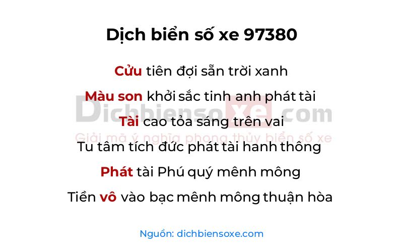 Dịch thơ biển số 97380
