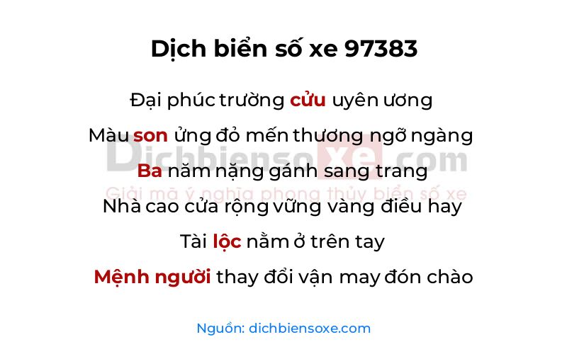 Dịch thơ biển số 97383