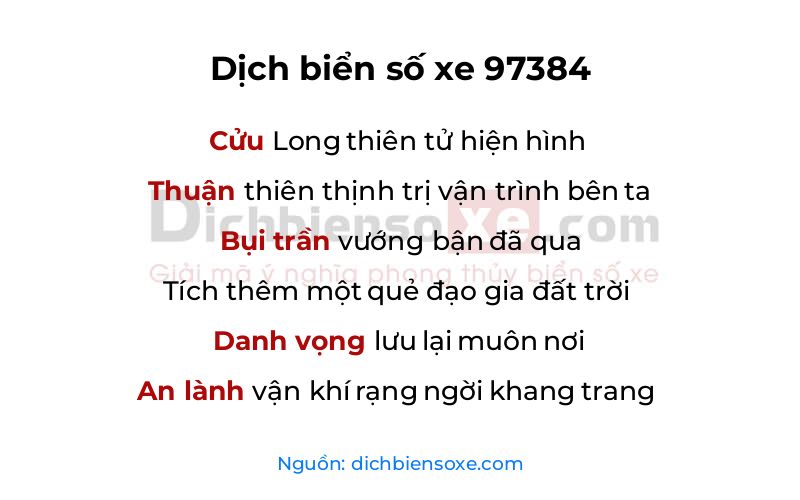 Dịch thơ biển số 97384
