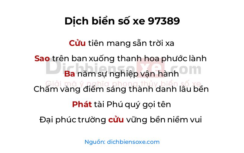 Dịch thơ biển số 97389