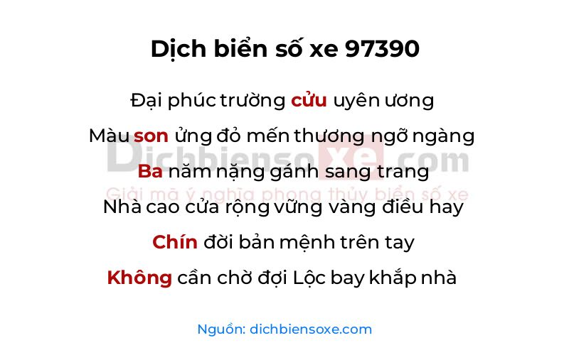 Dịch thơ biển số 97390