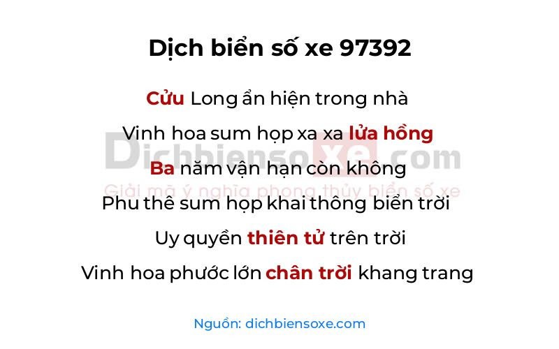 Dịch thơ biển số 97392