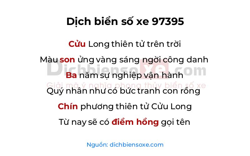 Dịch thơ biển số 97395