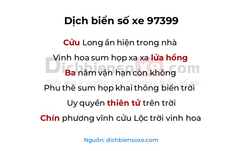 Dịch thơ biển số 97399