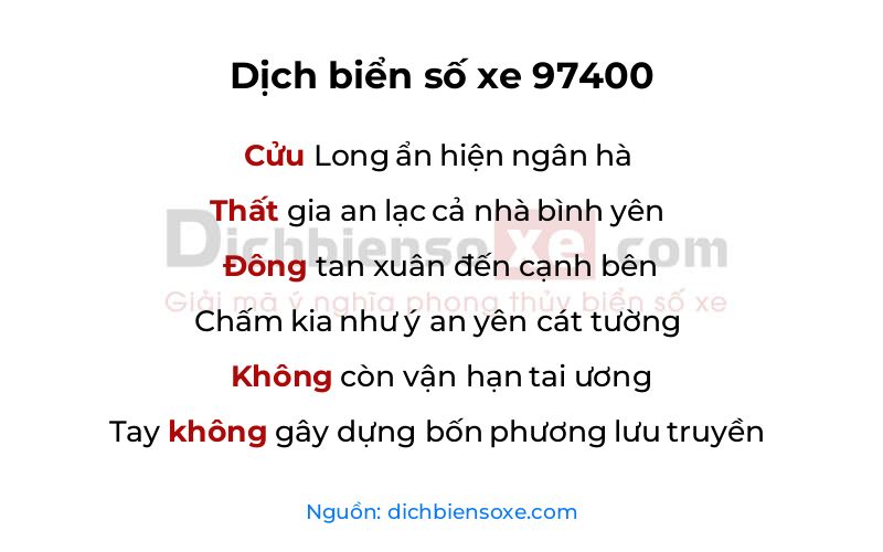 Dịch thơ biển số 97400
