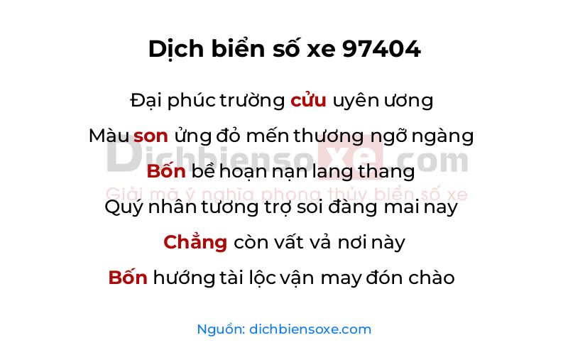 Dịch thơ biển số 97404