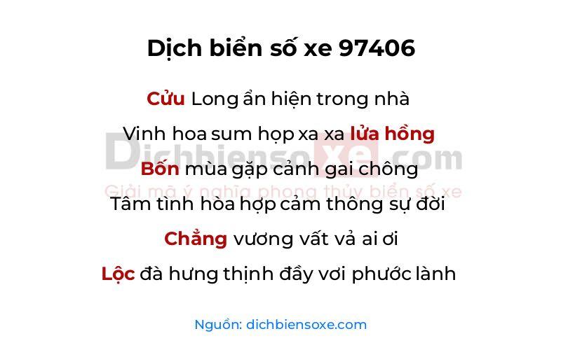 Dịch thơ biển số 97406