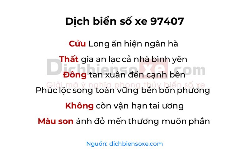 Dịch thơ biển số 97407