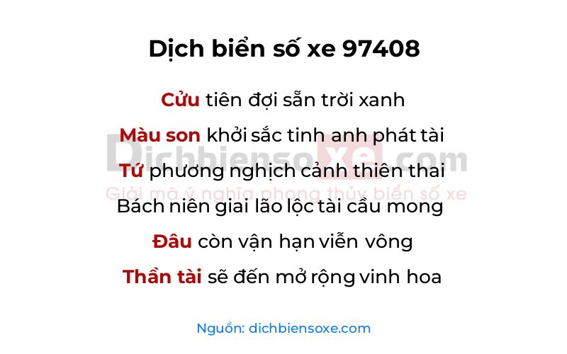Dịch thơ biển số 97408