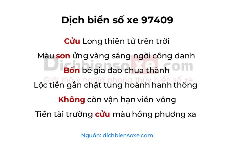 Dịch thơ biển số 97409