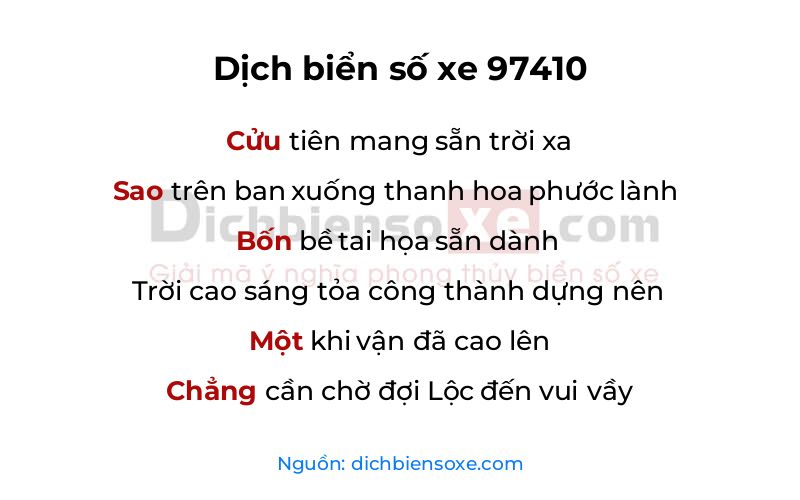 Dịch thơ biển số 97410