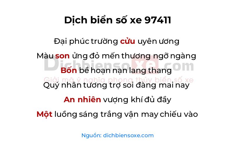 Dịch thơ biển số 97411